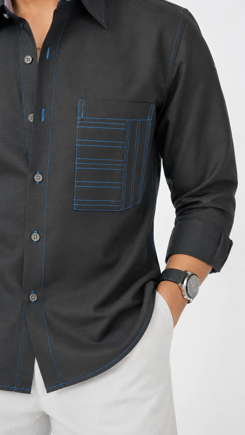 Contrast Stitch Black — model